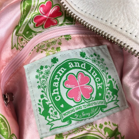Charm and Luck Bags Charm And Luck Purse Tote White Pebble Leather